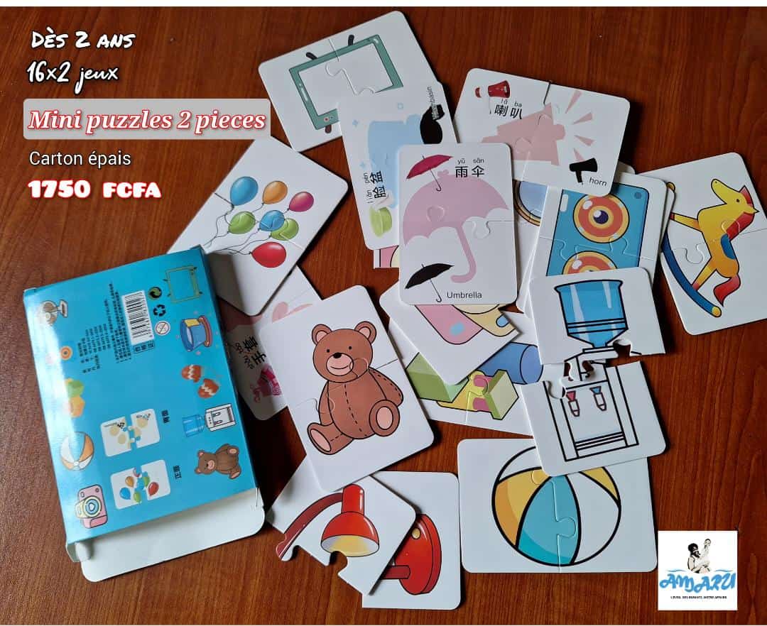Mini puzzles 2 pièces (en carton)