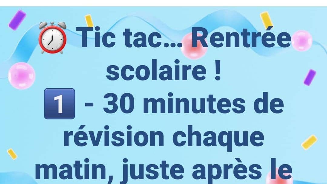 Tic tac…rentrée scolaire ! 